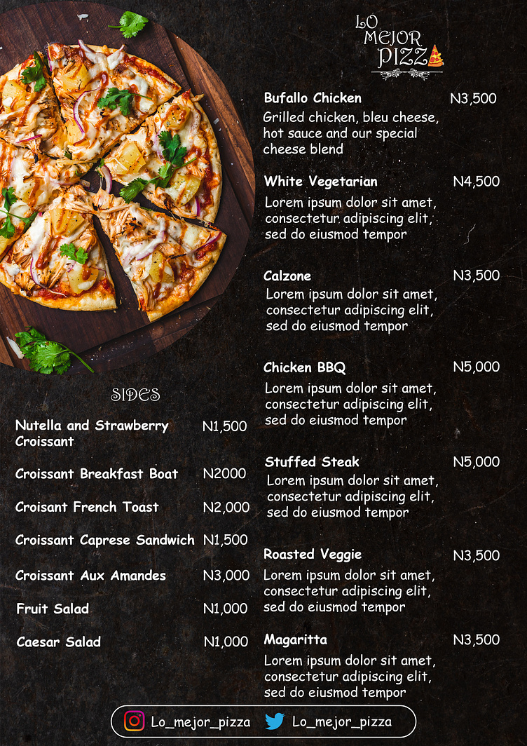 Pizza shop menu by Joseph Elusakin on Dribbble