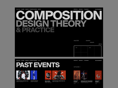 Composition Design Course | Landing Page for Gurov black brutalism composition composotion dark graphic grid international landing page layout minimalism modern original swiss ui ux