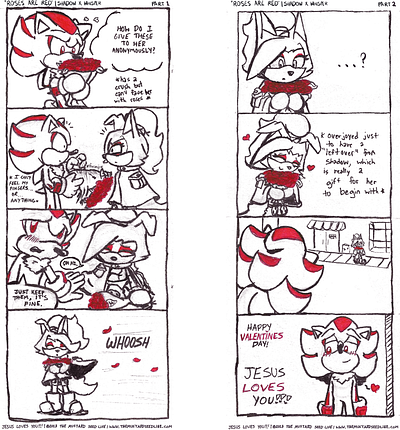 “Roses are Red” Shadow x Whisper Comic comic cute fan art fanart illustration ink inks jesus loves you!!! marker sequential shadow shadow the hedgehog shadow x whisper sonic sonic the hedgehog stylized the mustard seed life traditional whisper whisper the wolf