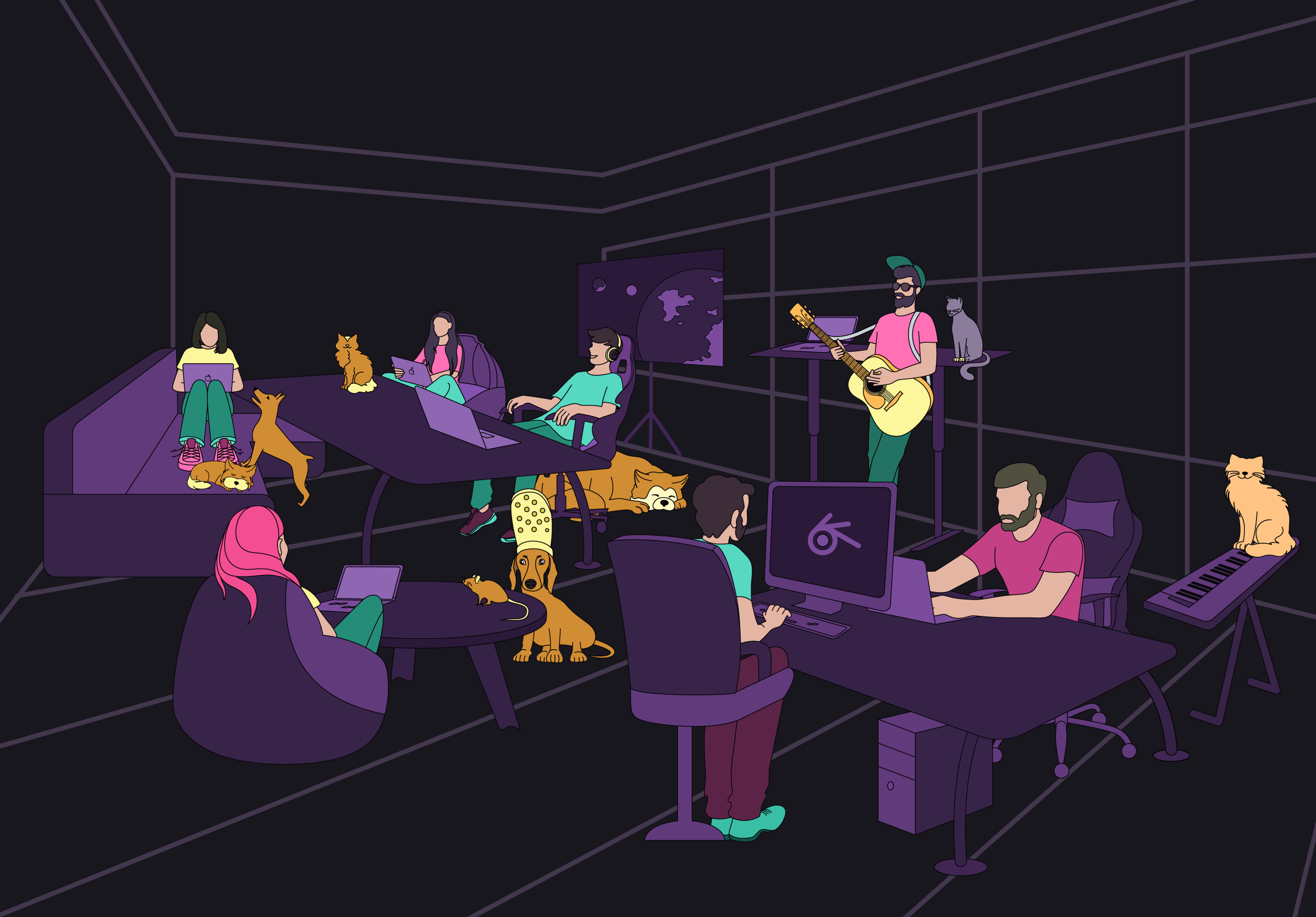 Dream team workspace 2d 2dart apparel branding character character design clothing colorful identity illustration merch merchandise minimal print t shirt design team tee tshirt vector workspace