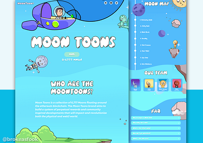 Moon Toons Landing Page graphic design ui
