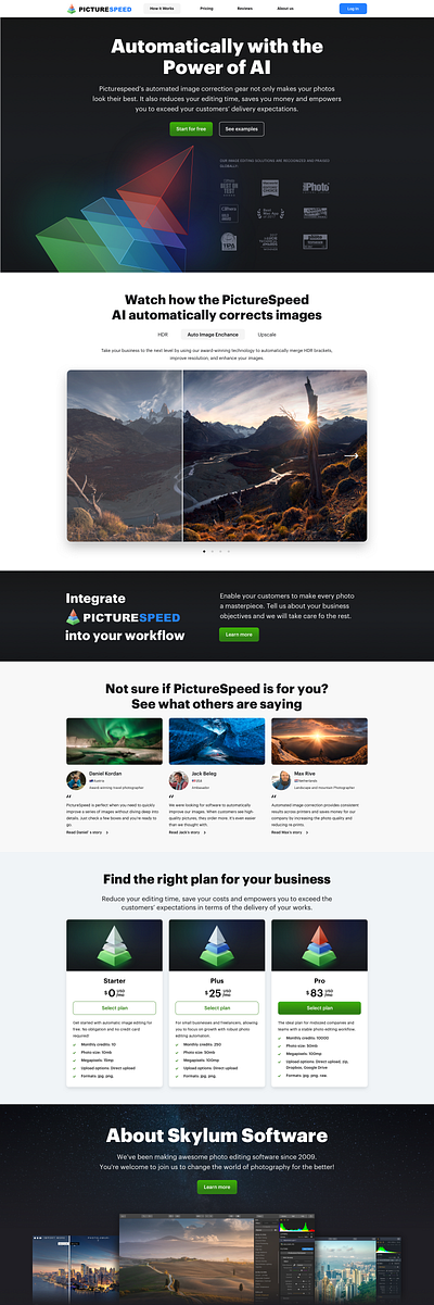 Cloud-based photo service for businesses - Picturespeed! design landing site ui webdesign