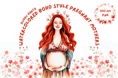 Watercolored Boho Styled Pregnant Mothers Clipart Bundle 300dpi 3d black woman branding bundle clipart design digitalart drawing graphic design illustration mother motherlife mothers day new born baby png pregnant mother transparent vector watercolor