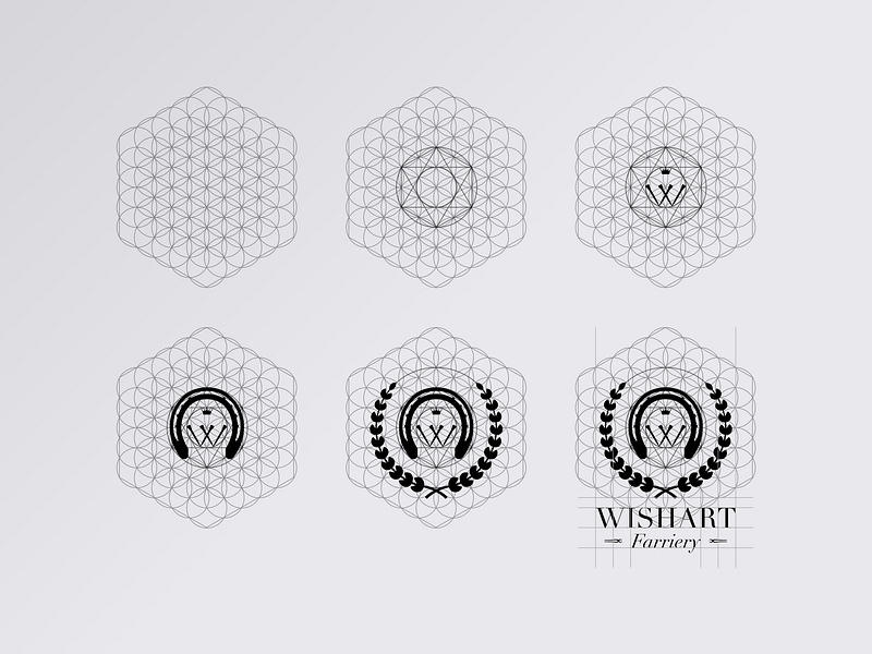 Wishart Farriery - Logo Construction black brand branding crown dark farrier farriery hoof horse horse racing horse shoe logo reef wishart wishart farriery