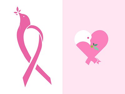 dove + ribbon logo branch branding cancer dove graphic design logo olive peace support vector