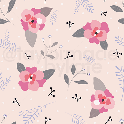 Pink and Grey Full drop pattern design floral flowers full drop pattern seamless surface pattern textiles
