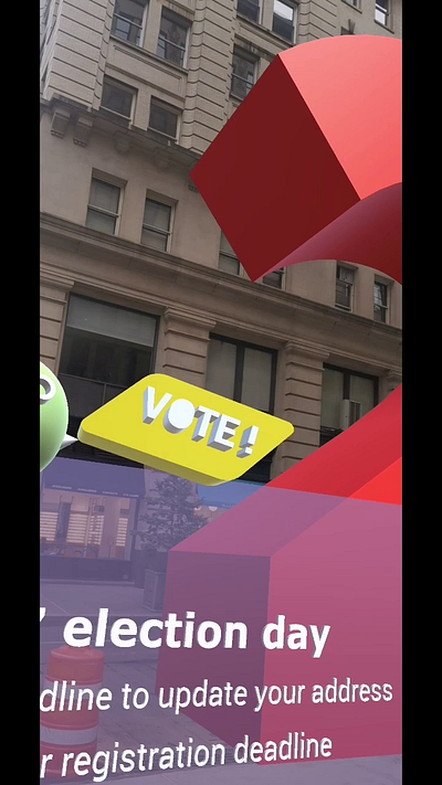 Election AR testing on 5th Avenue NYC 3d animation ar