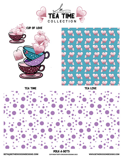 Tea Time Surface/Pattern Design design digital art digital illustration fabric design illustration pattern design vector