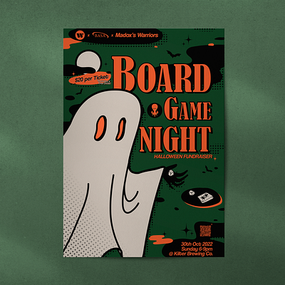 Halloween Board Game Night design graphic design illustration poster ticket