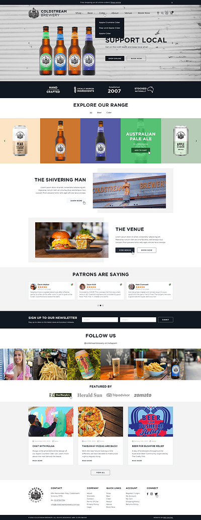 Coldstream Brewery Website Redesign design ui ux