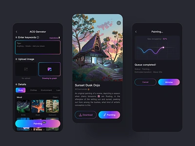 🎨 AI Painting ai app dark mobile painting ui