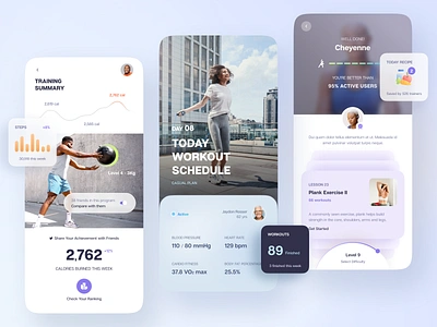 Fitness & Workout App app app design card fitness fitness app health healthy mobile mobile app mobile design profile sport training ui workout