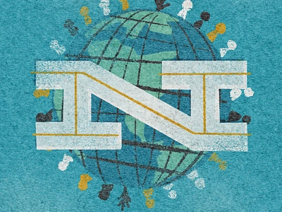 N is for neighbor - 36 Days of Type 36 days design global globe humans illustration international letter n neighbor neighborhood texture type typography world