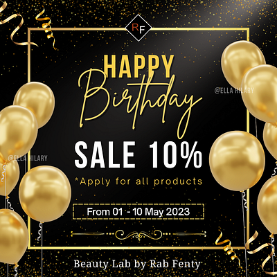 Instagram post - Happy birthday - sale 10% canva design graphic design happy birthday nail template