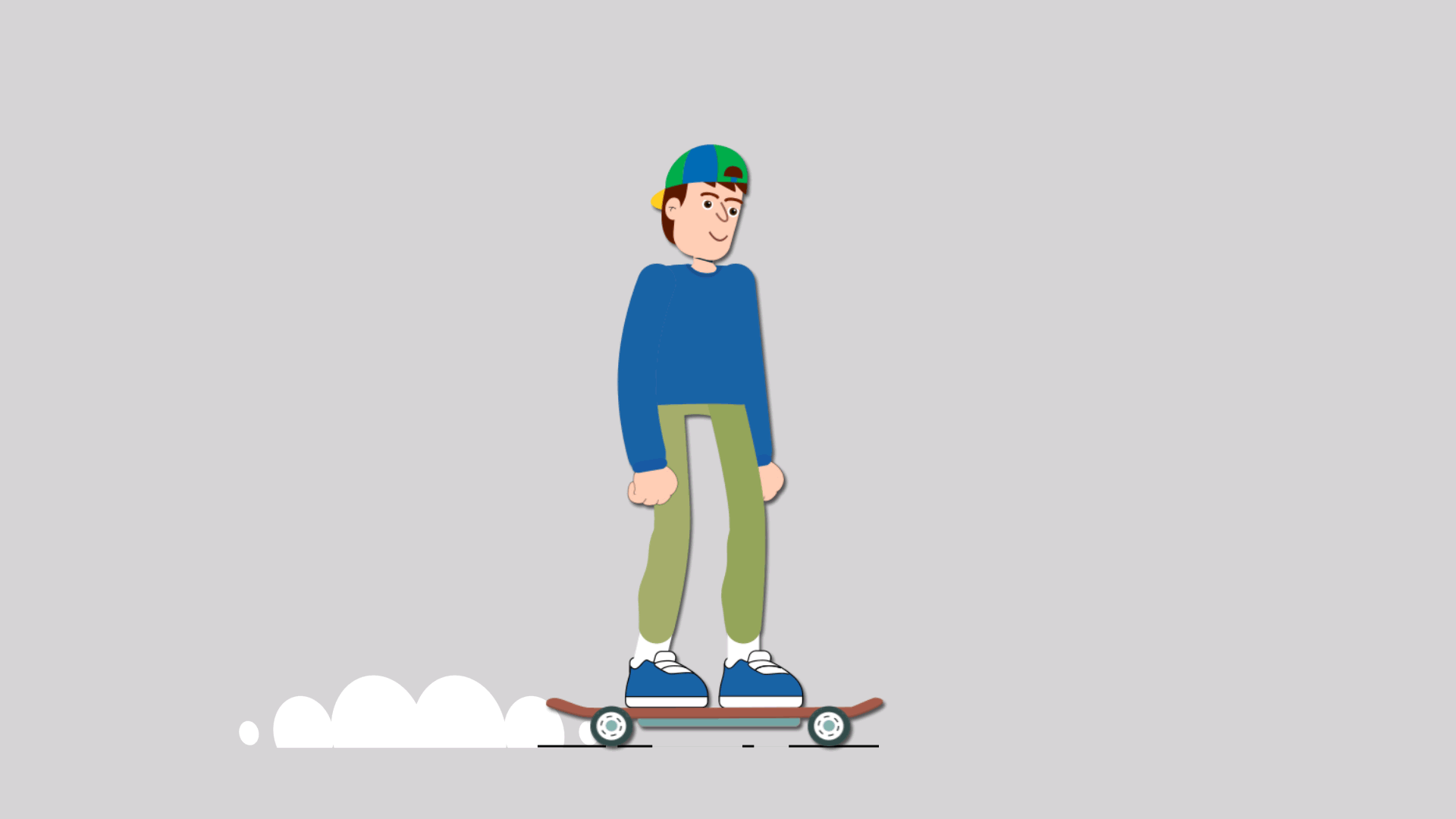 riding on a board animation motion graphics