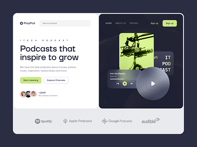 Podcast Website Concept: hero header design landing landing page podcast podcast platform podcast website ui web design website