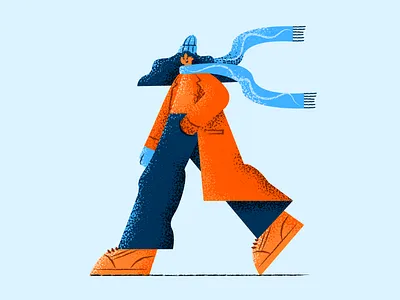 Winter stroll character design design figure girl illustration people vector vector illustration walking
