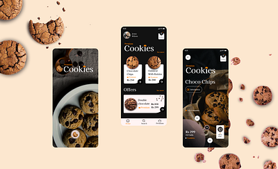 Gowthaman cookies app logo mombile app ordering app ui ui design ui theme uiux