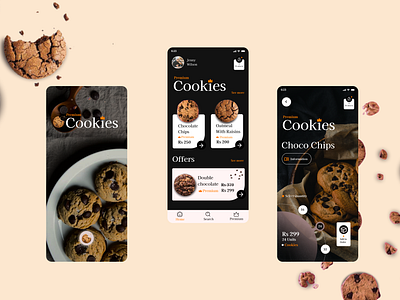 Gowthaman cookies app logo mombile app ordering app ui ui design ui theme uiux