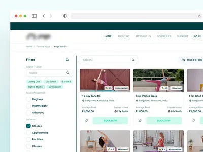 Yoga Search Result Page design filter mentor search search results ui ui design ux webpage website yoga
