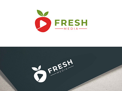 Fresh media logo. Fruit media with apple and play button app apple apple media apps logo branding design fresh food fresh logo fruit logo gradient logo illustration logo logo design logo maker logofolio media media logo play botton ui vector