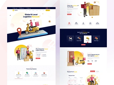 Tranzic - Web Page Design for Logistic Company 3d 3d landing page creative freight fullfillment global logistics international shipping landing page logistics logistics network logistics partner logistics solution shipping supplychain transportation trucking ui ui design warehouse web template