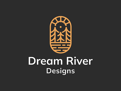 Dream River brand branding carpenter design elegant emblem illustration logo logotype mark minimalism minimalistic modern river saw sign tree ukrainiandesigner wood woodworking