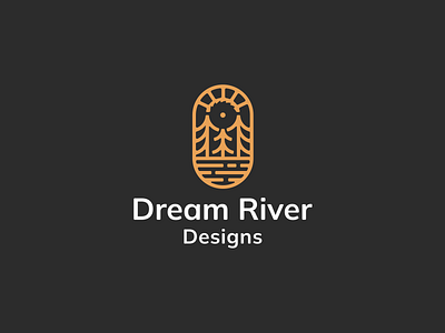 Dream River brand branding carpenter design elegant emblem illustration logo logotype mark minimalism minimalistic modern river saw sign tree ukrainiandesigner wood woodworking