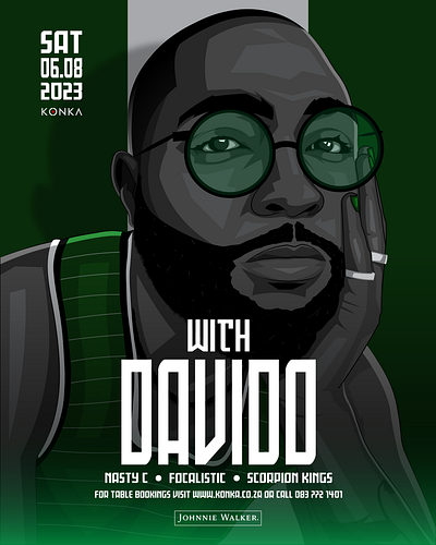 Fictional Poster Design of Davido at Konka graphic design illustration poster design vector