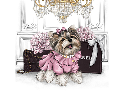 Fashion yorkie aesthetic cute dog elegance fashion fashionista grooming luxury pet pink puppy stylish terrier vet watercolor yorkie yorkshire
