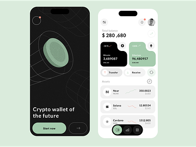 Crypto Wallet Mobile App app bitcoin crypto design graphic design illustration money typography ui ux wallet