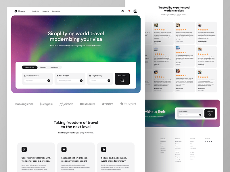 Livevisa - E-visa Application Landing Page design graphic design hero section landing landing page travel travel page travel website ui ui design ux design web design