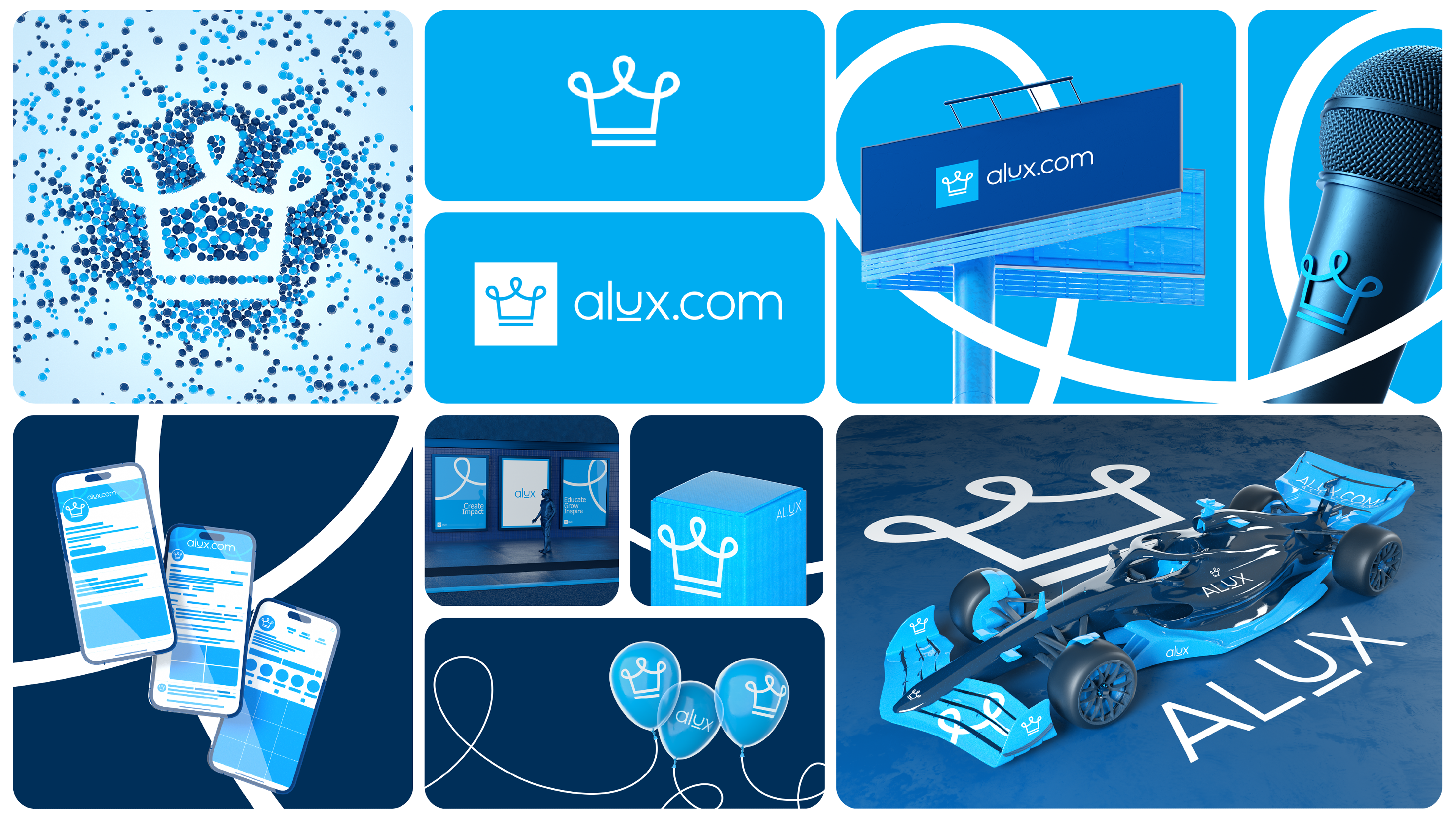 Alux - Brandboard 3d alan jacob george alux art brand brand identity brandboard branding clean design graphic design illustration logo logomark logotype minimal render ui visualization