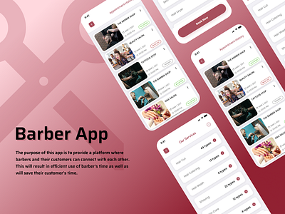 Barber Shop Mobile App Interface Design android app development company app development app development company design illustration mobile app