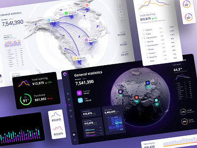 Orion UI kit – data visualization and charts templates for Figma chart coins components crypto dashboard dataviz desktop global infographic map planet presentation space statistic stats summary tech template universe widgets