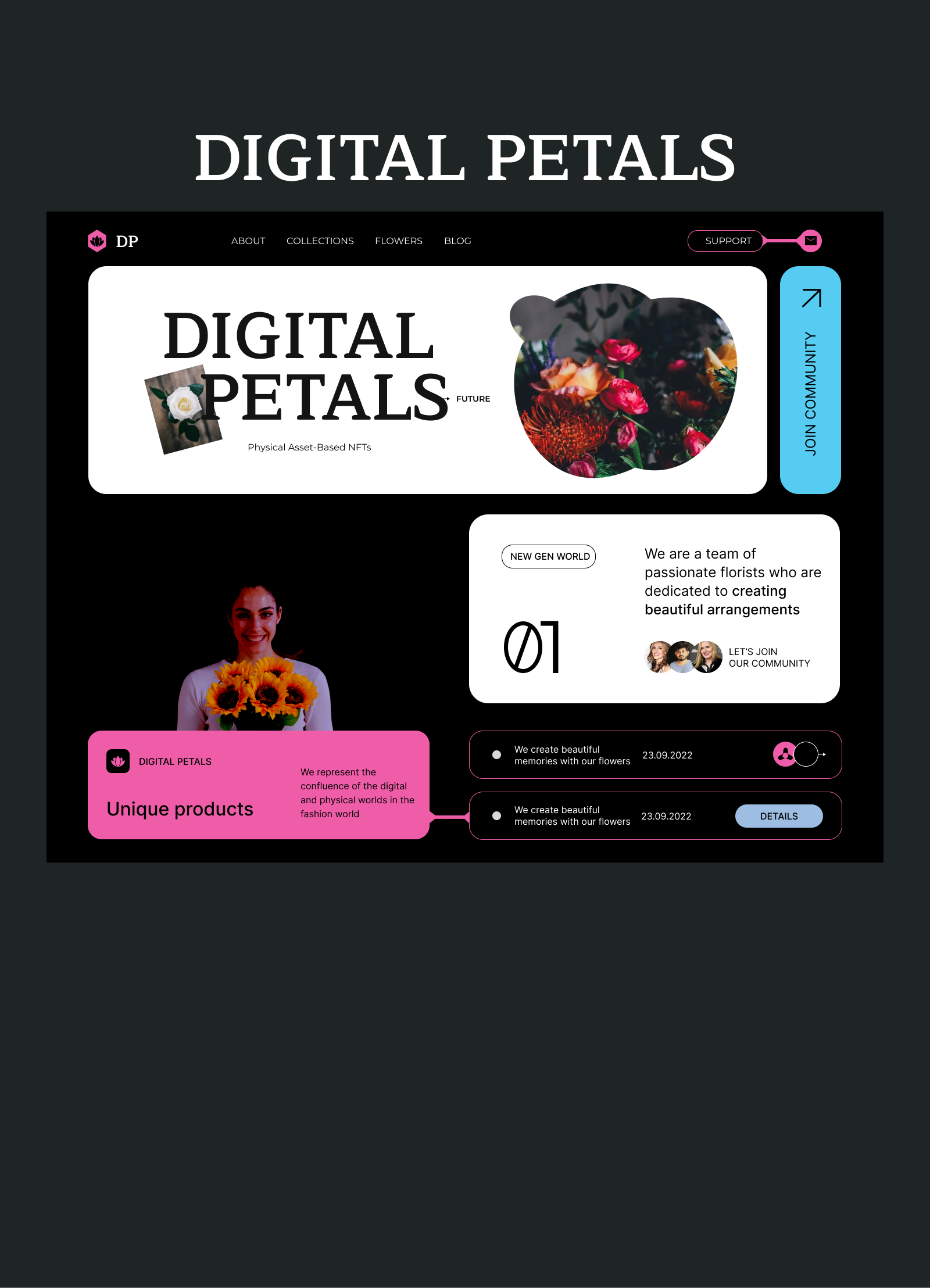 Landing Page - Digital Petals app design design discover illustration logo ui ux web design