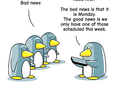 Good News Monday byleesampson cartoon empathy illustration leadership lee sampson monday cartoon penguin cartoon penguins byleesampson