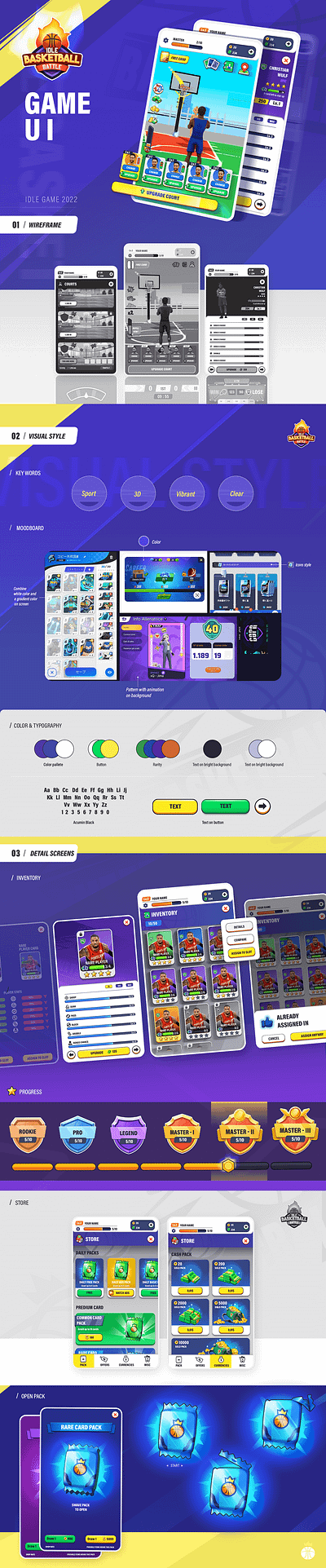 Idle basketball illustration mobile game uiux ux