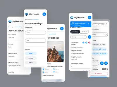 Via ferrata account page account account page booking list interface landing page mobile mobile design mobile web mobile web design responsive settings site time slots ux web web design web page web site webpage website