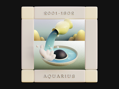 Aquarius 3d 3d art aquarius astrology b3d blender branding colorful design digital illustration grain graphic design illustration landscape signs vase water zodiac