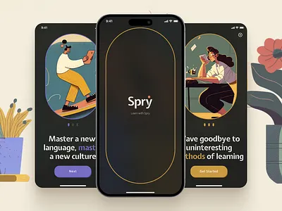 E-Learning Mobile App design: iOS Android ux ui designer clean illustration typography ui ux