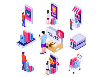 People Shopping Isometric Icons freebie icon design icon set illustration illustrator isometric icon online shopping people shopping shopping shopping icon shopping illustration shopping vector vector vector design vector download vector icon