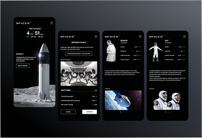 SpaceX Commercial Rocket Seat Booking mobile app booking branding clean concept dark ui design graphic design logo minimal mobile app reservation space spacex ui ux vector