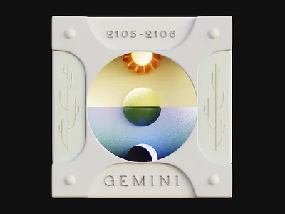 Gemini 3d 3d art art astrology b3d blender c4d design frame gemini grain graphic design illustration moon ornament render sign sun