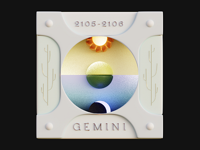 Gemini 3d 3d art art astrology b3d blender c4d design frame gemini grain graphic design illustration moon ornament render sign sun