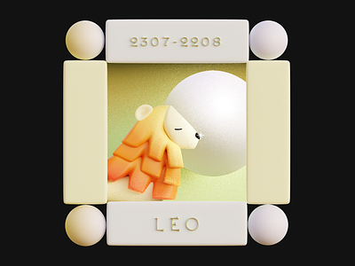 Leo 3d 3d art astrology b3d blender branding c4d design frame grain graphic design illustration leo lion render sign