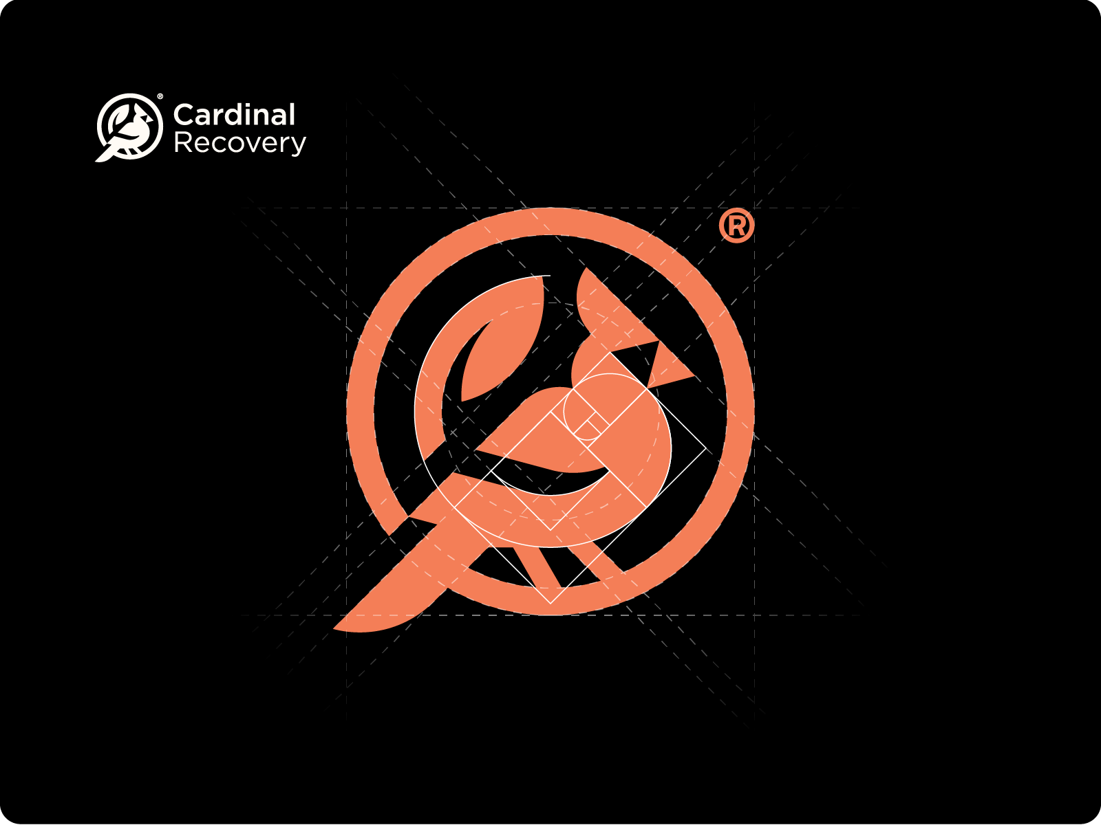 Cardinal | Logo Construction bird branding clever concept design geometric geometric logo geometry golden ratio guidelines leaf logo logo construction logo design logo designer logo grid logotype minimalist nature shape