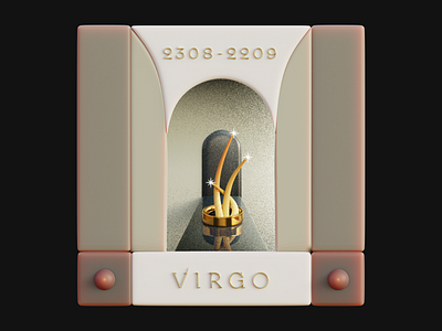 Virgo 3d 3d art astrology b3d blender c4d colorful crown design frame illustration plant render sign zodiac