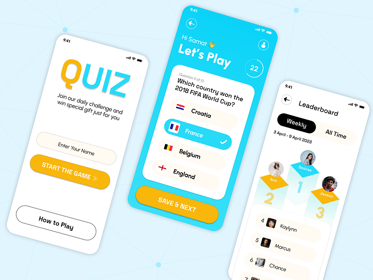 Quiz - Mobile App Design by Samat Odedara on Dribbble