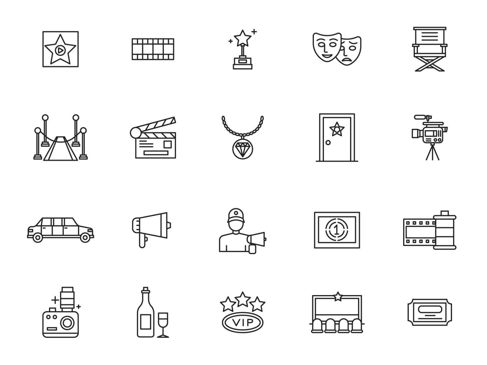 20 Hollywood Vector Icons by Graphic Pear on Dribbble